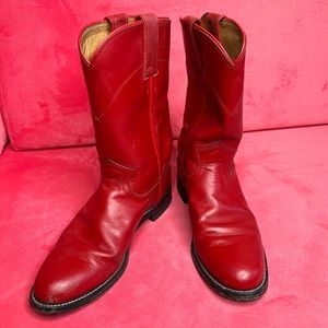 Vintage Red Leather Cowboy Boot 👢